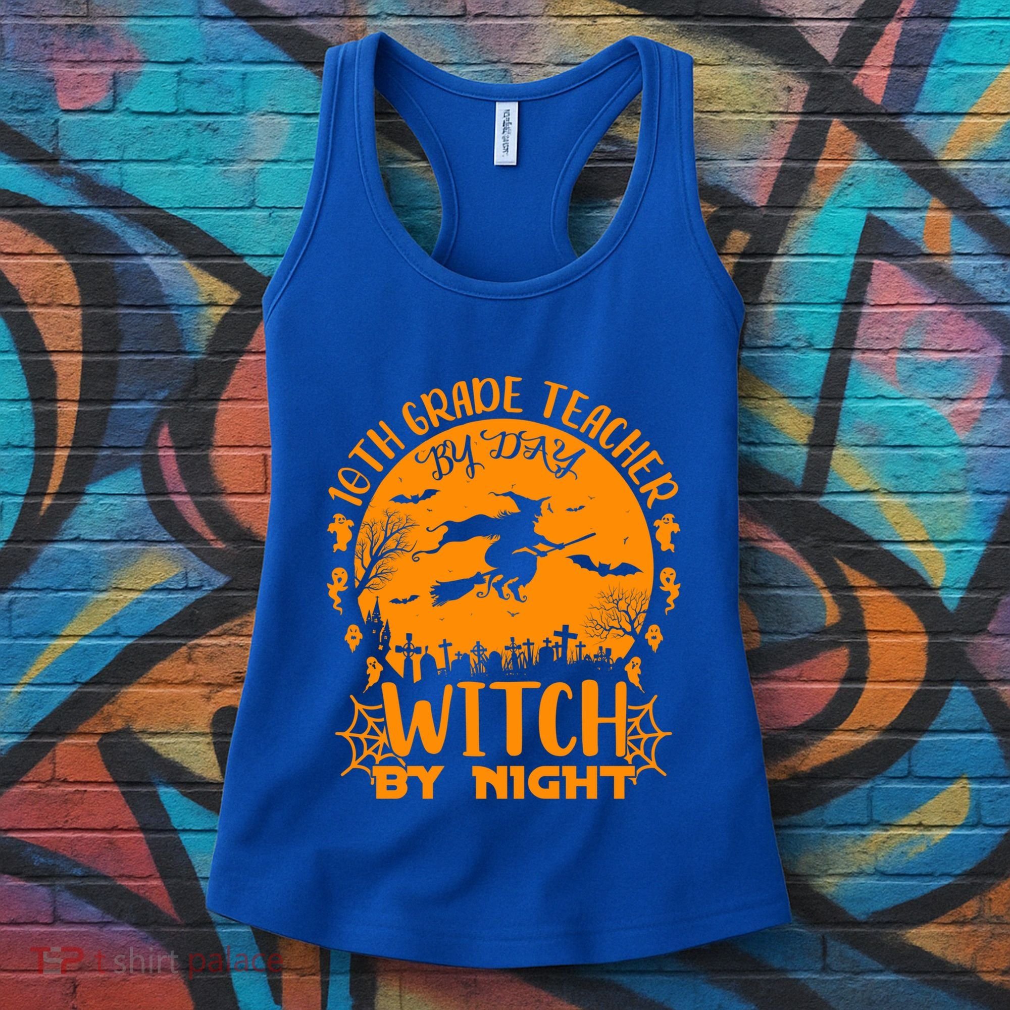 10Th Grade Teacher By Day Witch By Night Funny Halloween Gift Women's Tank Top