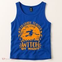 10Th Grade Teacher By Day Witch By Night Funny Halloween Gift Tank Top thumb 2