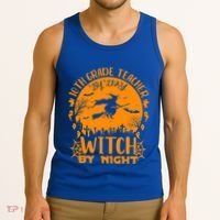 10Th Grade Teacher By Day Witch By Night Funny Halloween Gift Tank Top thumb 3
