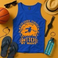 10Th Grade Teacher By Day Witch By Night Funny Halloween Gift Tank Top thumb 4