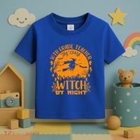 10Th Grade Teacher By Day Witch By Night Funny Halloween Gift Toddler T-Shirt thumb 3