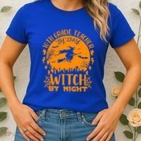 10Th Grade Teacher By Day Witch By Night Funny Halloween Gift Women's T-Shirt thumb 2