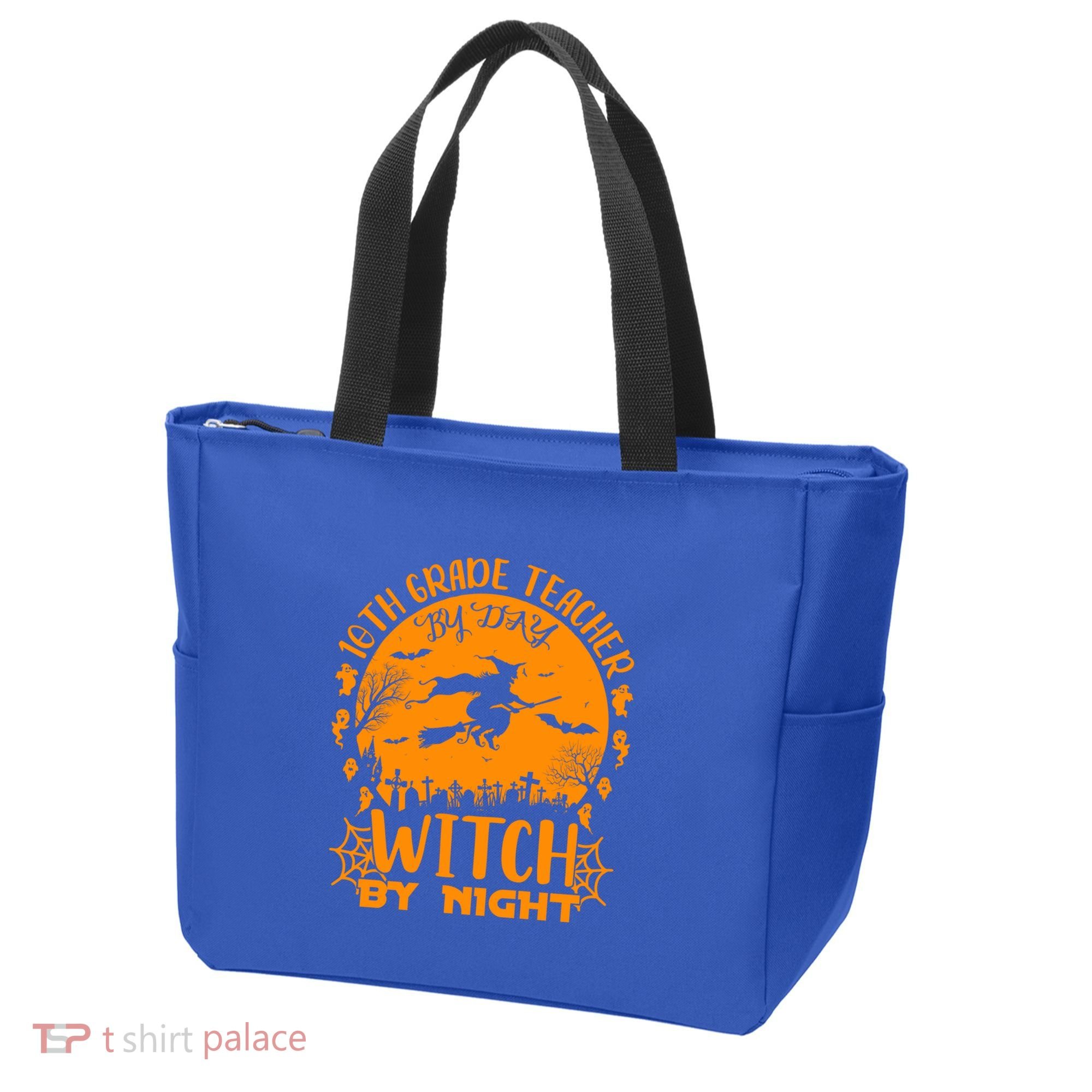 10Th Grade Teacher By Day Witch By Night Funny Halloween Gift Tote Bag
