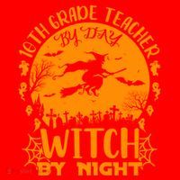 10Th Grade Teacher By Day Witch By Night Funny Halloween Gift Santa Hat thumb 1