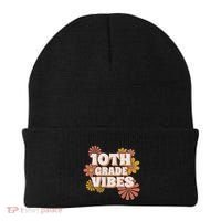 10Th Grade Vibes Great Gift Tenth Grade Retro Floral Teachers Funny Gift Beanie thumb 0