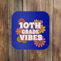 10Th Grade Vibes Great Gift Tenth Grade Retro Floral Teachers Funny Gift Coaster thumb 0