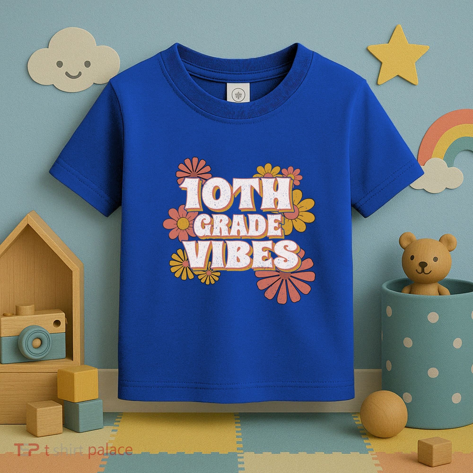 10Th Grade Vibes Great Gift Tenth Grade Retro Floral Teachers Funny Gift Toddler T-Shirt