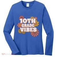 10Th Grade Vibes Great Gift Tenth Grade Retro Floral Teachers Funny Gift Women's Long Sleeve Shirt thumb 0