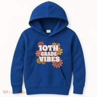 10Th Grade Vibes Great Gift Tenth Grade Retro Floral Teachers Funny Gift Kids Hoodie thumb 0