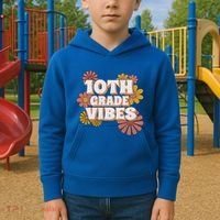 10Th Grade Vibes Great Gift Tenth Grade Retro Floral Teachers Funny Gift Kids Hoodie thumb 2