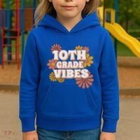 10Th Grade Vibes Great Gift Tenth Grade Retro Floral Teachers Funny Gift Kids Hoodie thumb 3