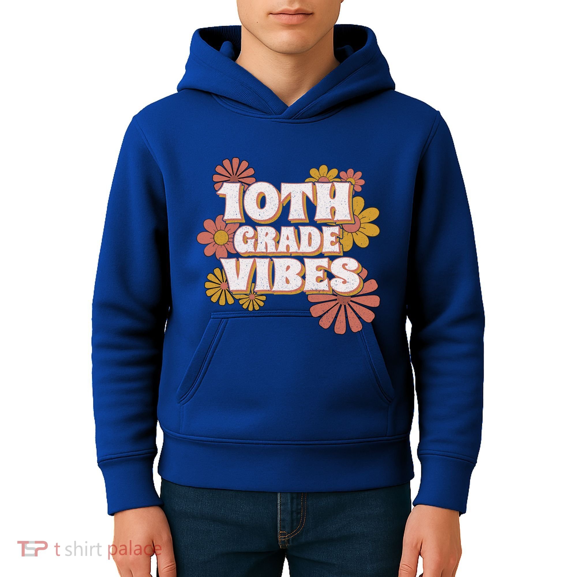 10Th Grade Vibes Great Gift Tenth Grade Retro Floral Teachers Funny Gift Kids Hoodie