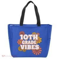 10Th Grade Vibes Great Gift Tenth Grade Retro Floral Teachers Funny Gift Tote Bag thumb 0