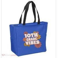 10Th Grade Vibes Great Gift Tenth Grade Retro Floral Teachers Funny Gift Tote Bag thumb 2