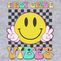 1st Grade Vibes Smile Face Back To School First Grade Women's Sweatshirt thumb 2