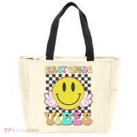 1st Grade Vibes Smile Face Back To School First Grade Tote Bag thumb 0