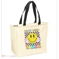 1st Grade Vibes Smile Face Back To School First Grade Tote Bag thumb 2