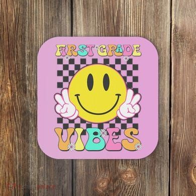 1st Grade Vibes Smile Face Back To School First Grade Coaster