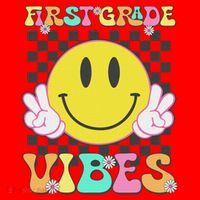 1st Grade Vibes Smile Face Back To School First Grade Santa Hat thumb 1