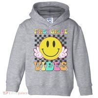 1st Grade Vibes Smile Face Back To School First Grade Toddler Hoodie thumb 0
