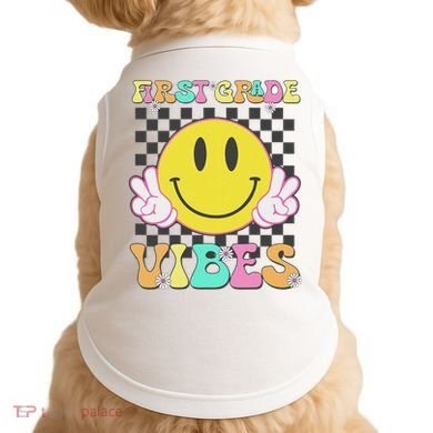 1st Grade Vibes Smile Face Back To School First Grade Doggie Tank