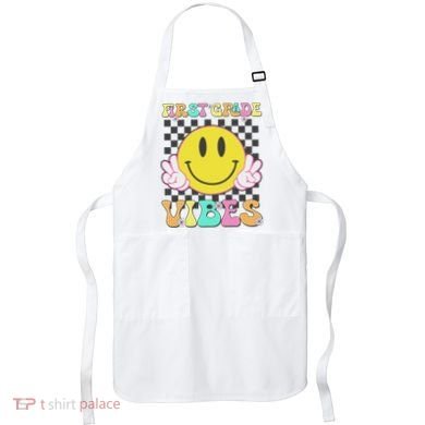 1st Grade Vibes Smile Face Back To School First Grade Apron