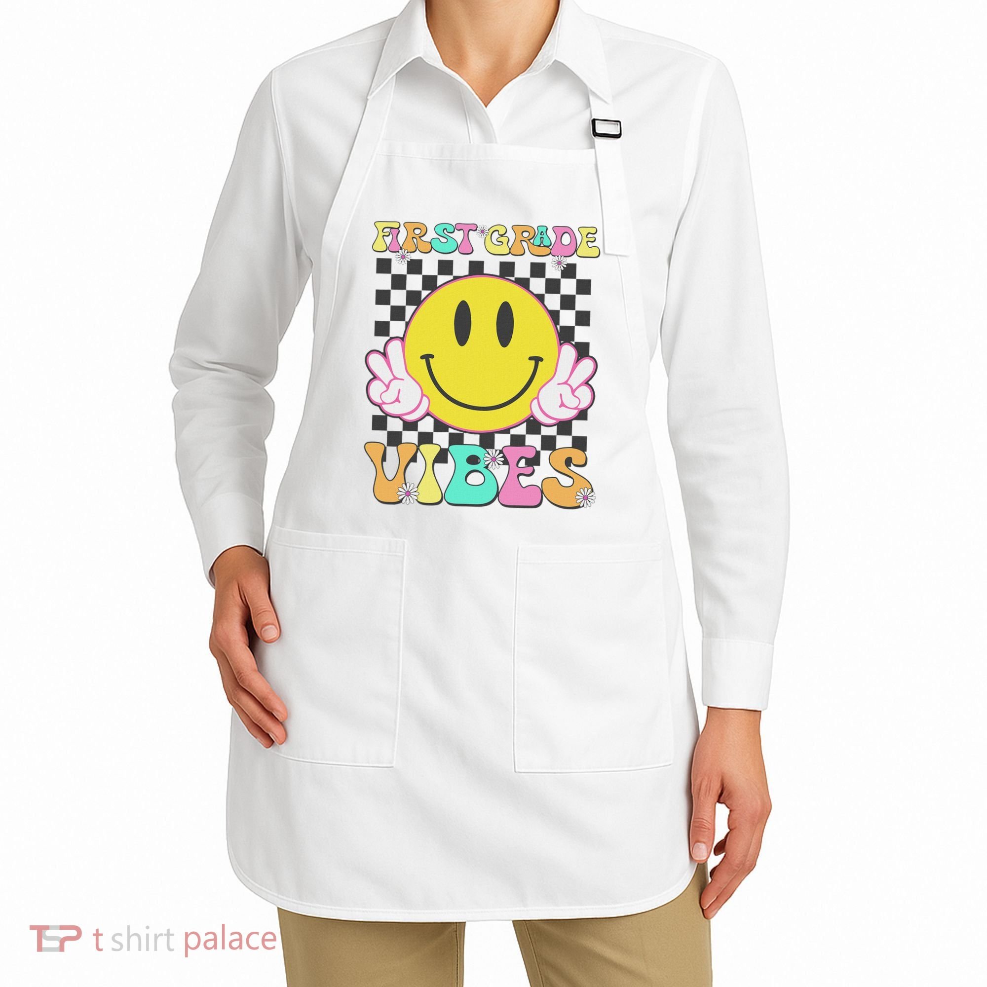 1st Grade Vibes Smile Face Back To School First Grade Apron