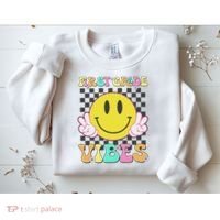 1st Grade Vibes Smile Face Back To School First Grade Sweatshirt thumb 2