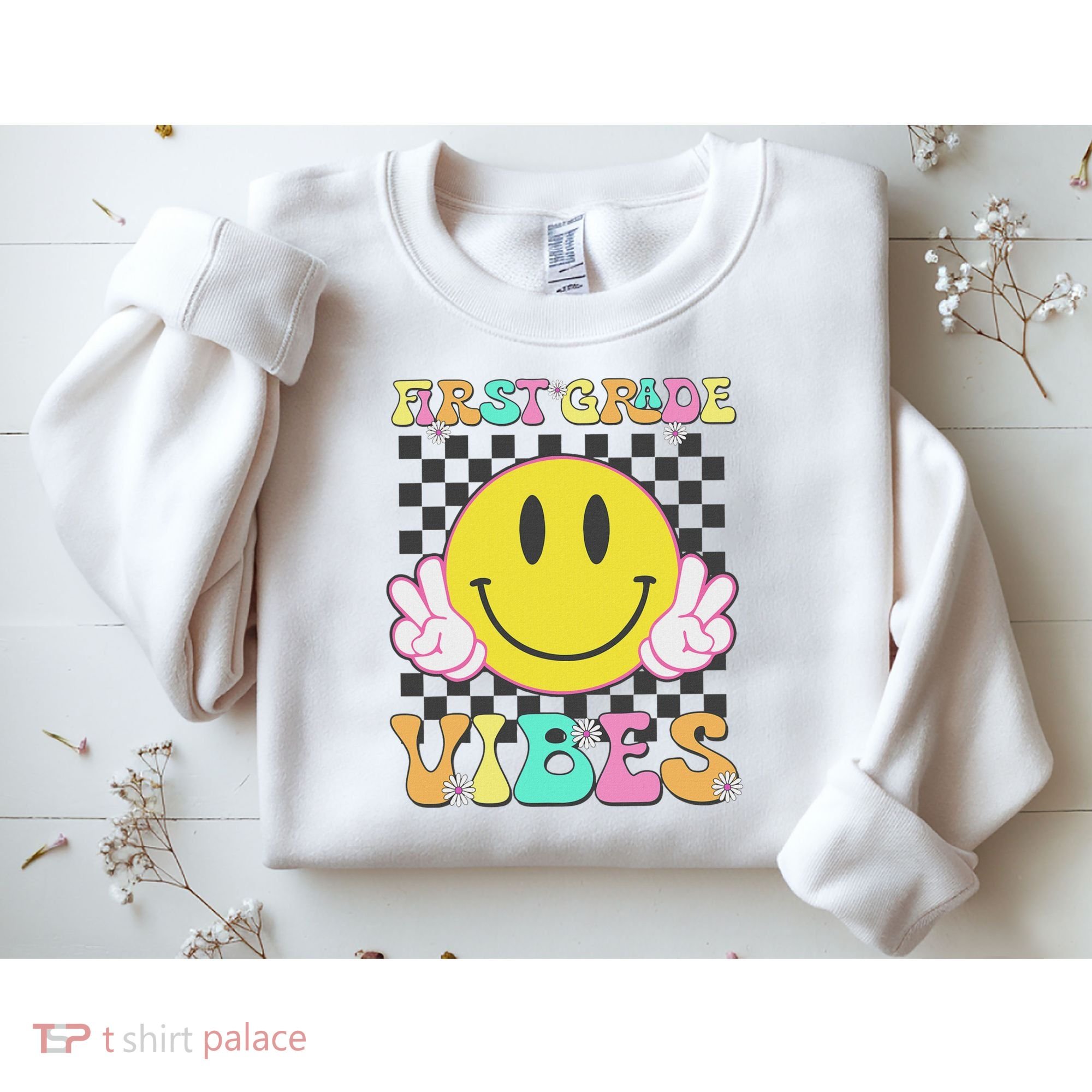 1st Grade Vibes Smile Face Back To School First Grade Sweatshirt