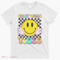 1st Grade Vibes Smile Face Back To School First Grade T-Shirt thumb 0