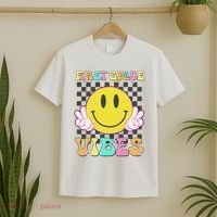 1st Grade Vibes Smile Face Back To School First Grade T-Shirt thumb 2