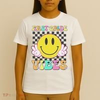 1st Grade Vibes Smile Face Back To School First Grade T-Shirt thumb 4