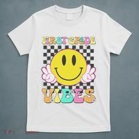 1st Grade Vibes Smile Face Back To School First Grade T-Shirt thumb 5