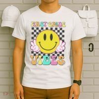 1st Grade Vibes Smile Face Back To School First Grade T-Shirt thumb 6