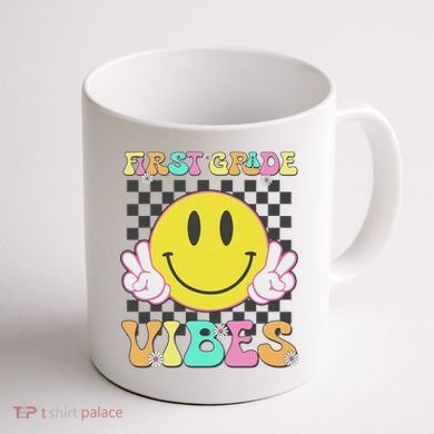 1st Grade Vibes Smile Face Back To School First Grade Coffee Mug back
