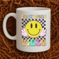 1st Grade Vibes Smile Face Back To School First Grade Coffee Mug thumb 2