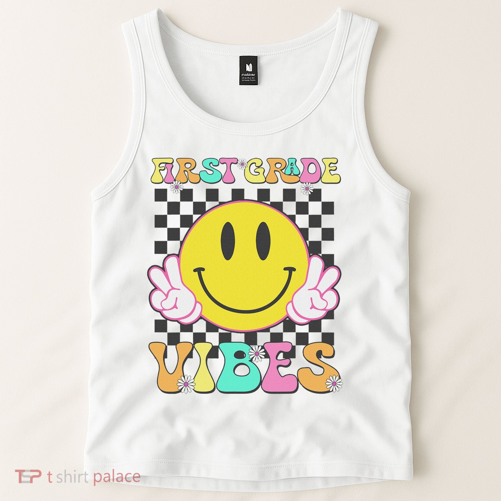 1st Grade Vibes Smile Face Back To School First Grade Tank Top