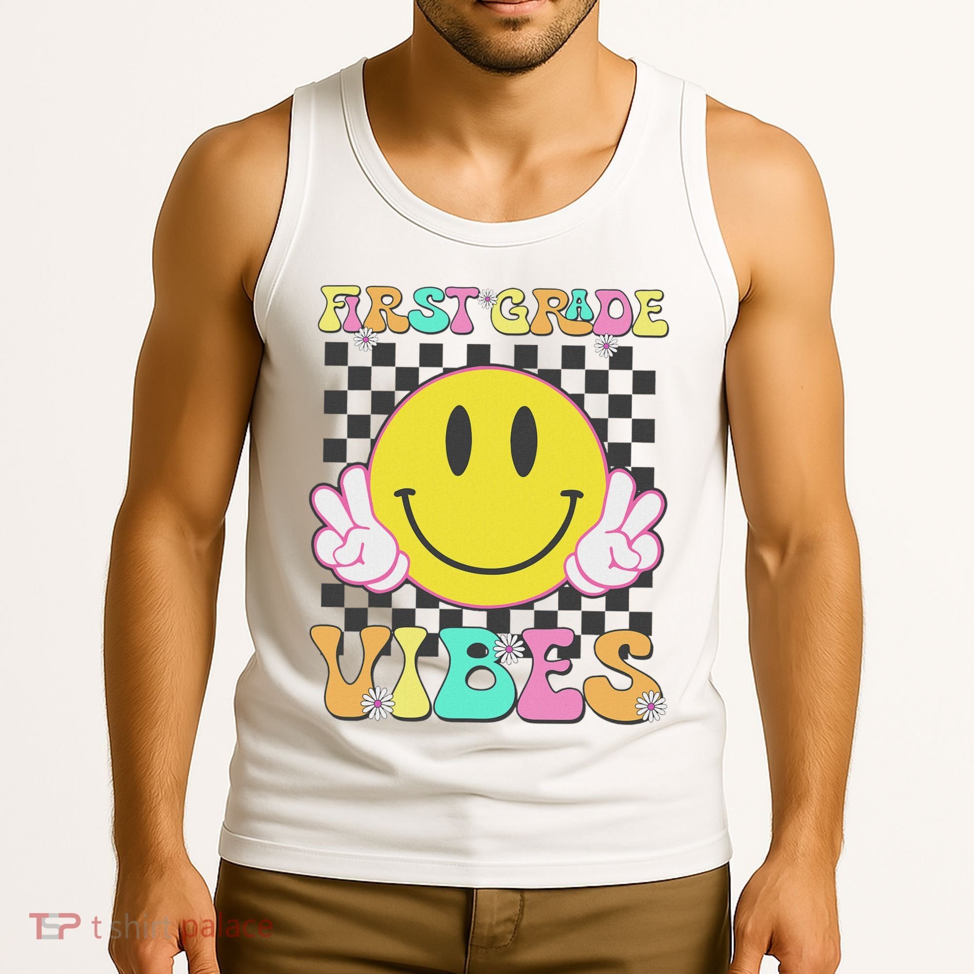 1st Grade Vibes Smile Face Back To School First Grade Tank Top