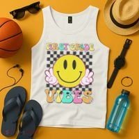 1st Grade Vibes Smile Face Back To School First Grade Tank Top thumb 4