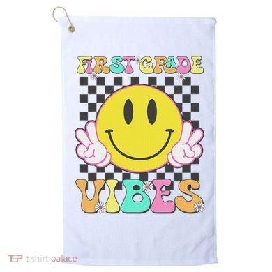 1st Grade Vibes Smile Face Back To School First Grade Golf Towel