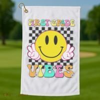 1st Grade Vibes Smile Face Back To School First Grade Golf Towel thumb 1