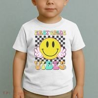 1st Grade Vibes Smile Face Back To School First Grade Toddler T-Shirt thumb 2