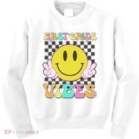 1st Grade Vibes Smile Face Back To School First Grade Kids Sweatshirt thumb 0