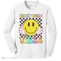 1st Grade Vibes Smile Face Back To School First Grade Kids Long Sleeve Shirt thumb 0
