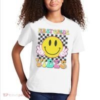1st Grade Vibes Smile Face Back To School First Grade Kids T-Shirt thumb 2