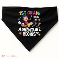 1st Grade Where The Adventure Begins Back To School USA-Made Doggie Bandana thumb 0
