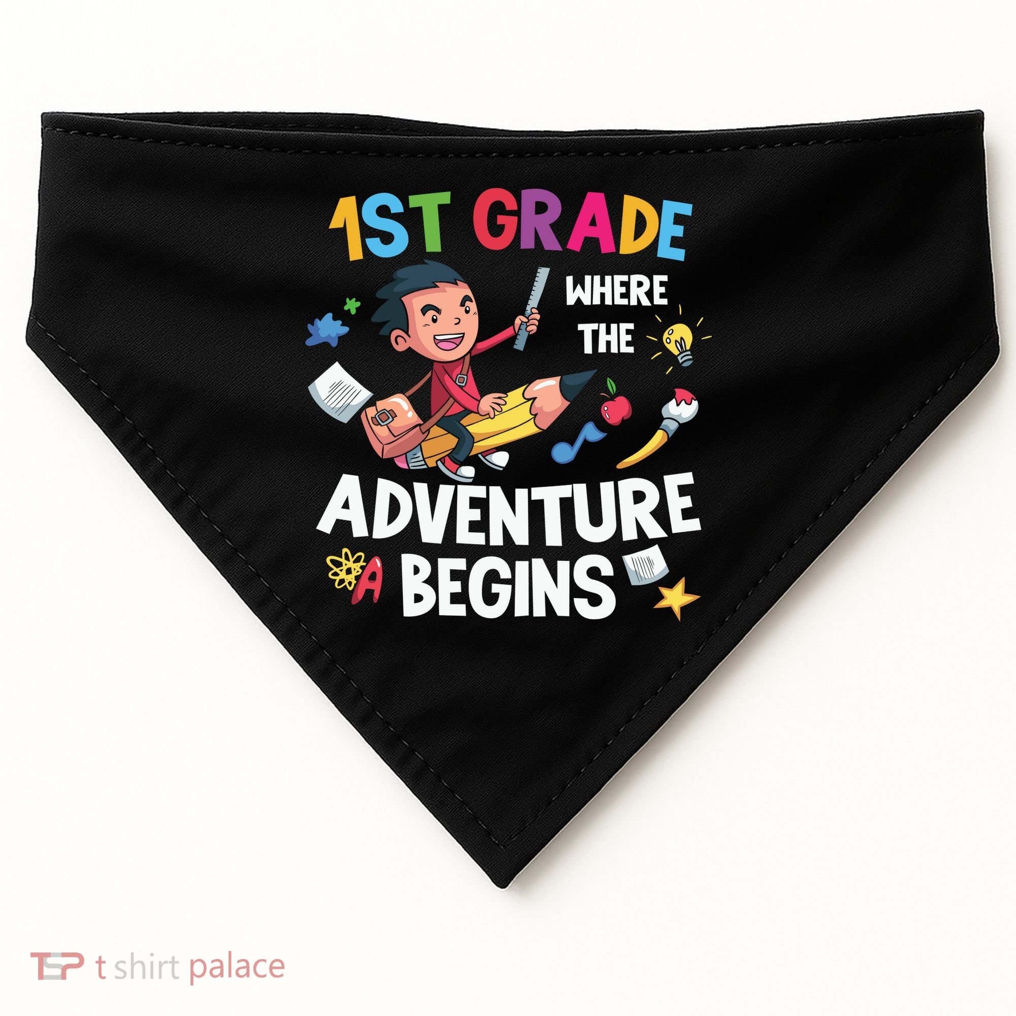 1st Grade Where The Adventure Begins Back To School USA-Made Doggie Bandana