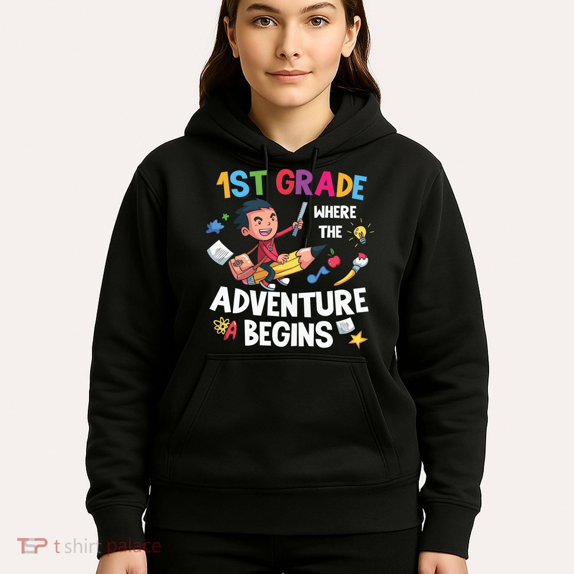 1st Grade Where The Adventure Begins Back To School Hoodie