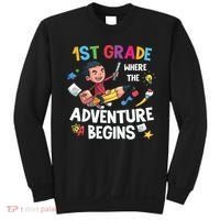 1st Grade Where The Adventure Begins Back To School Sweatshirt thumb 0