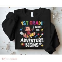 1st Grade Where The Adventure Begins Back To School Sweatshirt thumb 2